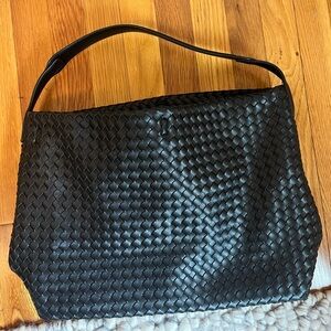 Large Black Woven Tote Bag